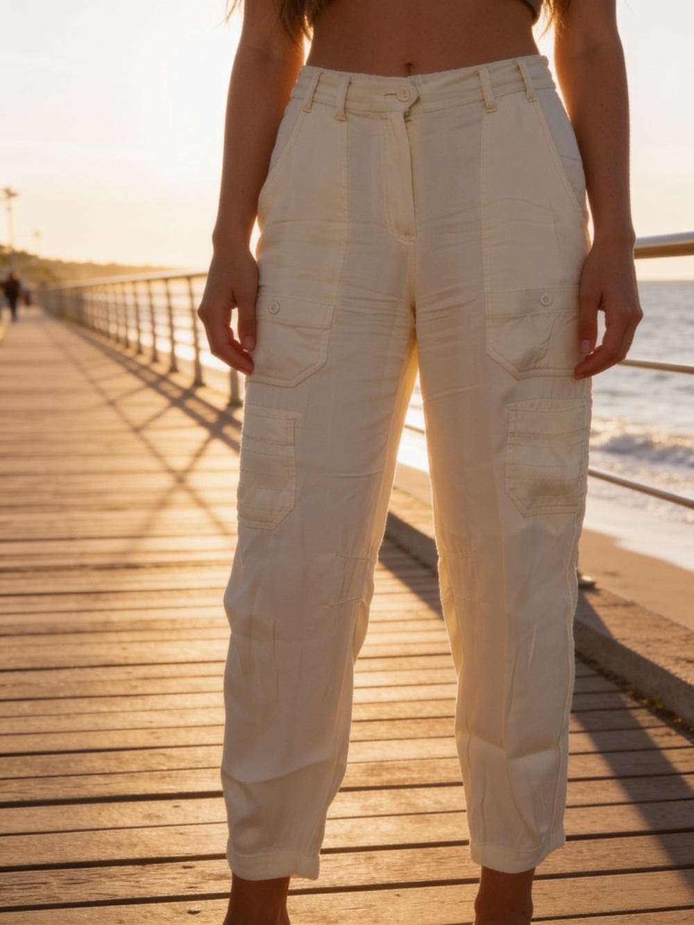 Maeve by Anthropologie Cream Utility Pants Size 4